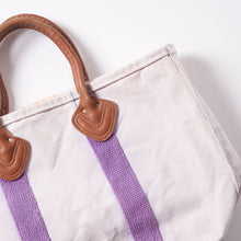 画像をギャラリービューアに読み込む, 1980s L.L.Bean レザーハンドルトート  (ナチュラル×ラベンダー / size M)
