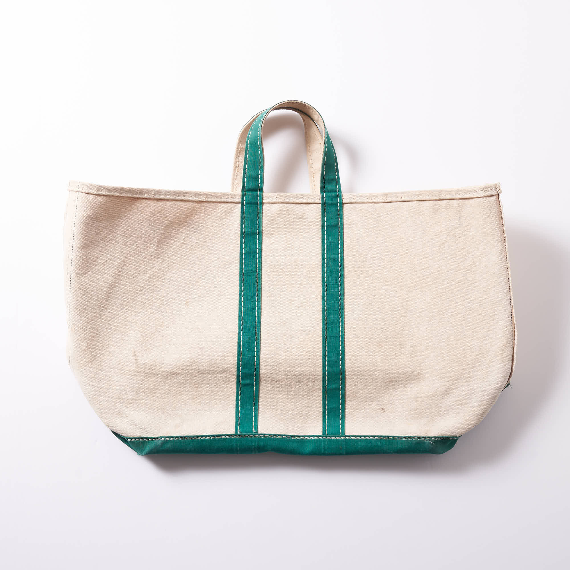 バッグ 80s LLBEAN BOAT AND TOTE 1980s L.L.Bean BOAT AND TOTE 白緑 ( GOOD CONDITION / size L) – LEAD