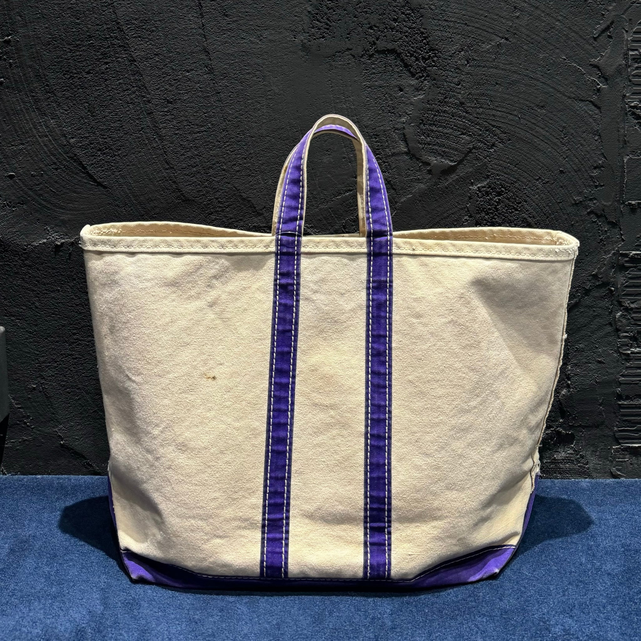 [LL Bean] 80s boat and tote ヴィンテージ　80年代 VTG 80s LL Bean Boat Tote Bag USA Canvas Navy Blue Zip Top